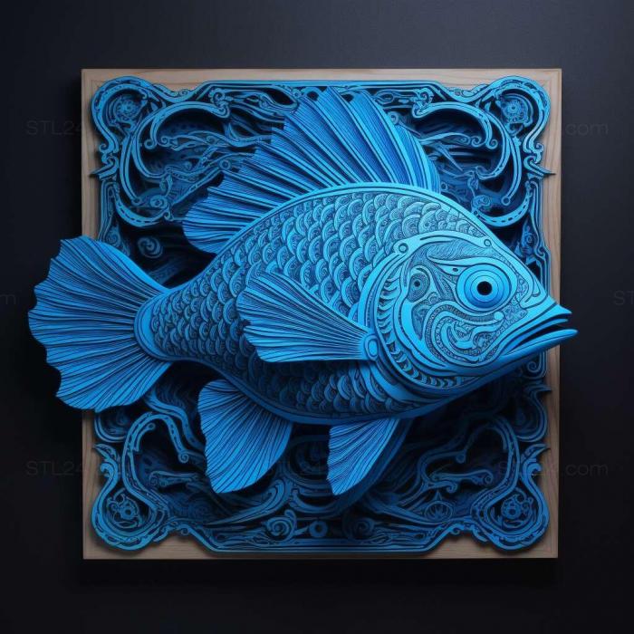 Blue neon fish 3